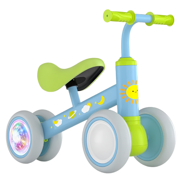 Colorful 4-Wheel Toddler Balance Bike with Lights, for Boys & Girls